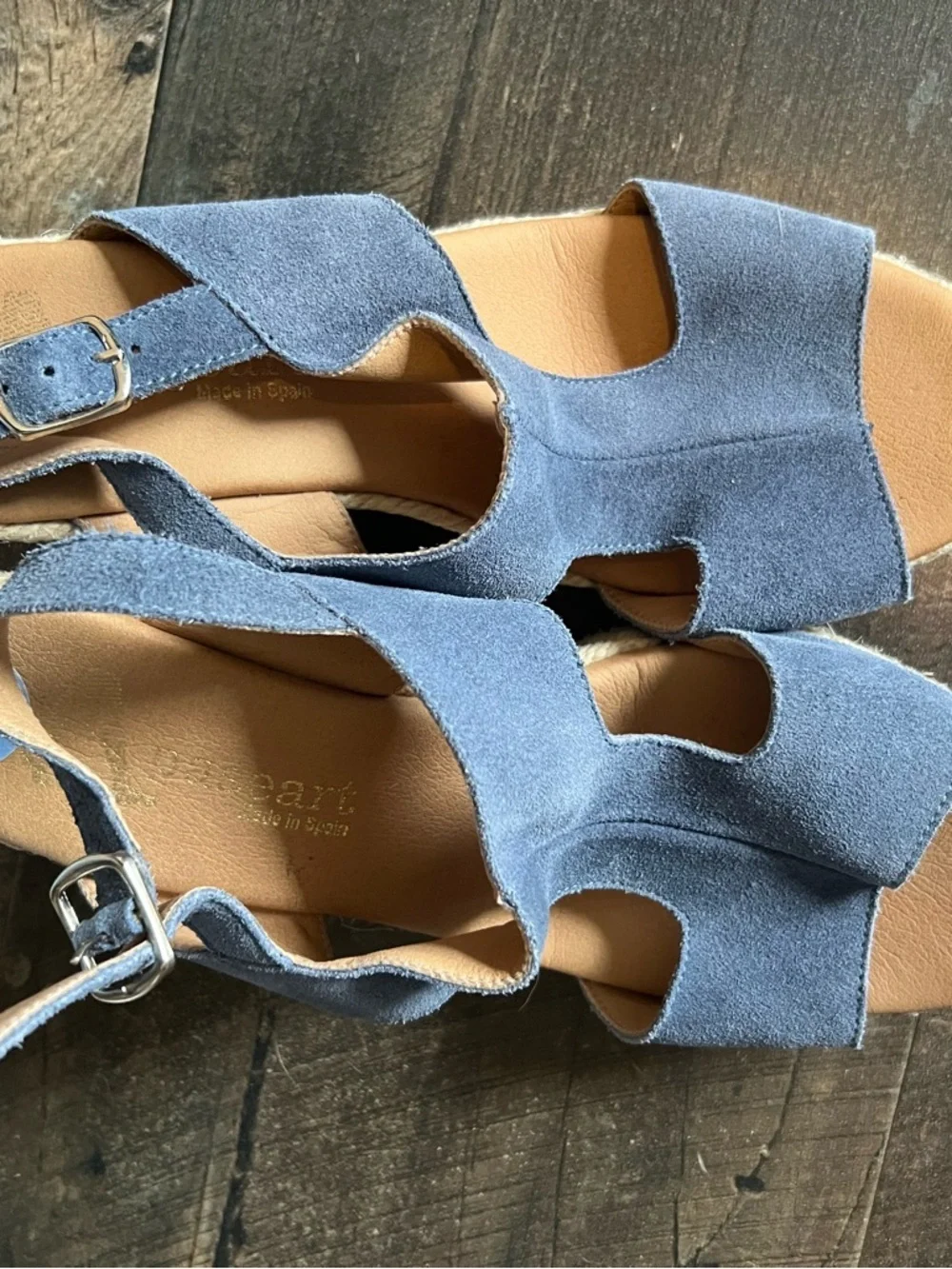 Womens Blue Espadrille Wedge Sandals